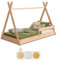 smartwood Tipi F Kinderbett 90x160 mit Lattenrost und Rausfallschutz - Montessori Hausbett für Jungen und Mädchen - Holz Bodenbett mit Rausfallschutz und Lattenrost - 160x90 - Naturholz