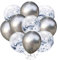 KOBOKO 10 Stücke Luftballons Silber Set, Silberne Luftballons Hochzeit 30cm, Konfetti Silber Helium Ballons Hochzeit, Silberhochzeit Deko Luftballons Metallic, Silber Ballons Deko Geburtstag