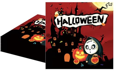 MORAINJAY 20pcs Halloween Party Napkins,6.5inch Happy Halloween Red Party Paper Serviettes for Table Decorations,Halloween Theme Witch Ghost Paper Napkin,Halloween Party Supplies