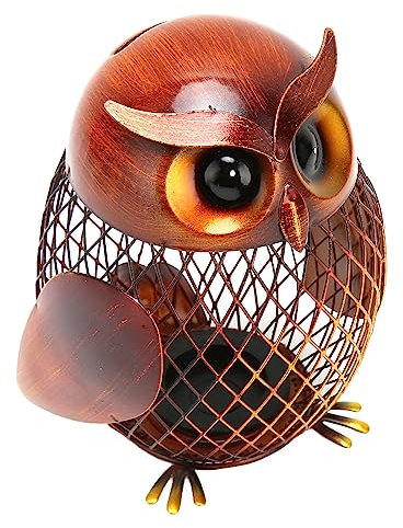 Eulen-Bank, Retro-Eisen-Sparschwein in Eulenform für Kleingeld, Bezaubernd für Eulenliebhaber, Handgefertigte Box mit Großem Fassungsvermögen, Ornament für Wohnzimmer, Büro,