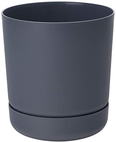 Home Garden Ornaments Plant Pots Indoor – Classy Indoor Plant Pot with Drainage Holes, Saucer and Reservoir, Self Watering Flower Pots (Diameter: 17cm, Colour: Anthracite)