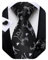 DiBanGu Mens Weihnachten Krawatte Set Lustige festliche Krawatte Gewebte Pocket Square Manschettenknöpfe Set mit Geschenkbox, Schwarz und Weiß Weihnachtsmoos