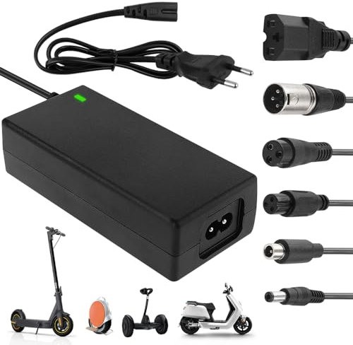AVCXEC Ladegeräte für Scooter, 42V 2A Hoverboard Ladekabel, E Scooter Ladegerät mit 6 Anschlüssen, E Scooter Ladekabel, Ladegerät für Scooter, 36V Akku Netzteil Ladegerät für Elektroroller