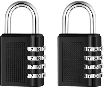 HRLORK Combination Padlock 2 Packs School Locker Lock Outdoor Weatherproof Digit Padlock Resettable Code Lock Black