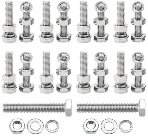 Fhioevt 80 Pezzi Bulloni e Dadi M6 X 60 mm Bulloni Esagonali M6 Viti in Acciaio Inossidabile 304 Bulloni e Dadi Esagonali Testa Viti M6 con Dado e Rondella Set per Auto, Mobili, Navi, Costruzion