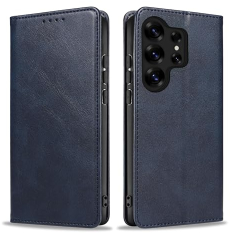 LBH Handyhülle Smartphone-Hülle für Samsung Galaxy S25 Ultra Klapphülle Magnetverschluss Kartenfächer Geldfach Standfunktion Case Etui Rundumschutz Schutzhülle Blau