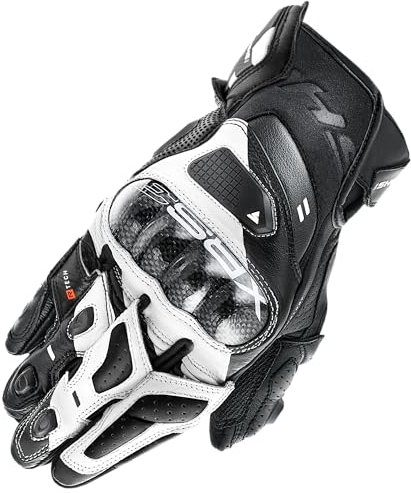SHIMA XRS-3 Motorrad Handschuhe Herren Leder Kurze Sport Motorradhandschuhe Schutz Touchscreen Stadt Lederhandschuhe Motorcycle Belüftet Verstärkt Perforiertes Leicht (Herren, Weiß, L)