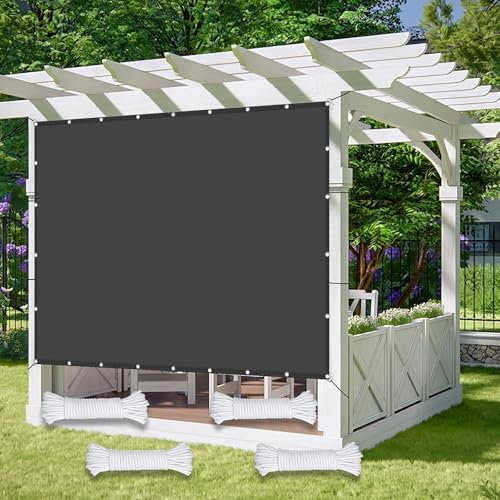 Rectangle Sun Shade Sail 3.4 x 8 m Canopy 98% UV Block Water Resistant Pergola Canopy with Fixing Kit Customizable for Yard Party Garden, Dark Grey
