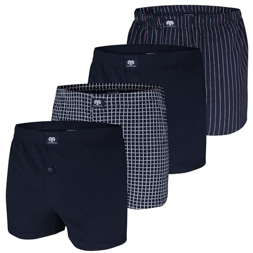 Ceceba Herren Boxershort, Baumwolle, Single Jersey, navy-red, gestreift, mit Eingriff, 2er Pack