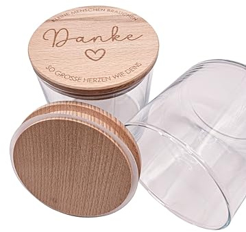 Personalisiertes Geschenk für Erzieher, Vorratsglas mit Holzdeckel und Gravur, 530 ml, Danke - Kleine Menschen brauchen so grosse herzen wie deins für Erzieher und zum Muttertag oder Geburtstag