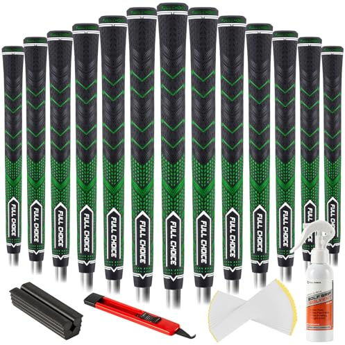 Full Choice Rubber Golf Grips 13-Pack, Low Taper, High Traction | Soft micro-textured rubber for comfortable all-weather control; Standard, Midsize or Jumbo; 4 colors