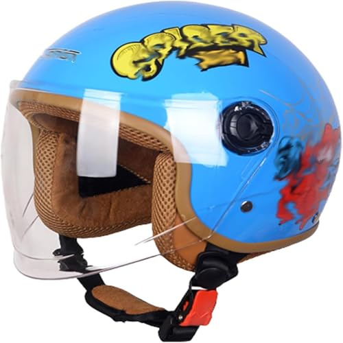 Motorradhelm Für Kinder, Rollerhelm, Jethelm Mit Sonnenblende, Rollerhelm Für Mädchen, Mopedhelm Für Jungen, 48–55 cm, Für Kinder Von 3–15 Jahren