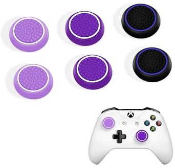 Crazy Diy Lot de 6 capuchons de joystick en silicone pour manette de PS4, PS5, Xbox Switch Pro, Switch 2, motif à pois, violet