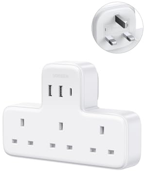 UGREEN Plug Extension Socket, 3 Way Wall Plug Extender with USB Ports(2A1C) | 30W USB-C PD Fast Charging, 2990W Max Extension Plug for Home, Kitchen, Dorm & Office