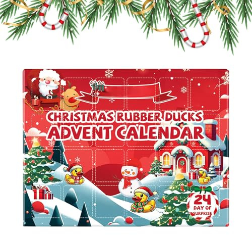 Gummienten Adventskalender 2025, 24 Tage Badeenten Weihnachts Countdown Kalender, Mini Enten Badespielzeug Adventskalender, Babyparty Spielzeug, Weihnachtsenten Countdown Kalender, Als Kindergeschenk