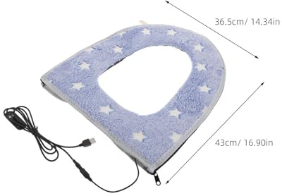 LIFKOME USB Heated Toilet Seat Cover Speed Temperature and Timer Washable Sky-Blue Cushion with Night Glow Fast Heating Toilet Seat Warmer for Winter Bathroom Comfort