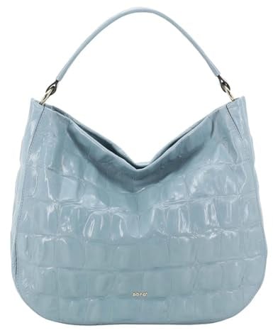 Abro Leder Schultertasche Umhängetasche Leather Maxi Cocco Hobo Bag Mia Sapphire hellblau