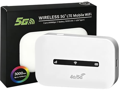 5G/4G Portable WiFi Travel Hotspot Router, 4G PocketCar LTE Internet DongleHotspot with SlM Card Slot Plug & Play, Mobile WiFi BOX connects Upto 10 Devices for Caravan Travel Phone Computer Laptop