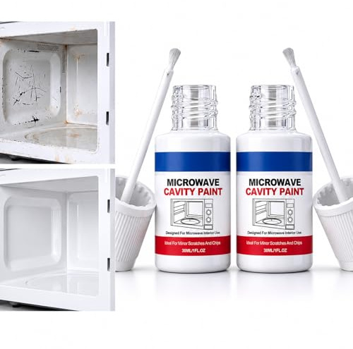 Yqooup 2 Piezas Pintura Interior Para Microondas 30 Ml, Pintura De Reparación Para Cavidad De Microondas Con Pincel, Repara Arañazos Y Desconchados, Resistente Al Calor, Blanca