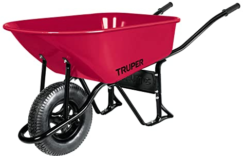 Truper - Carrello in metallo, 100 litri, con ruote pneumatiche, per lavori di costruzione e giardinaggio, capacità 580 kg