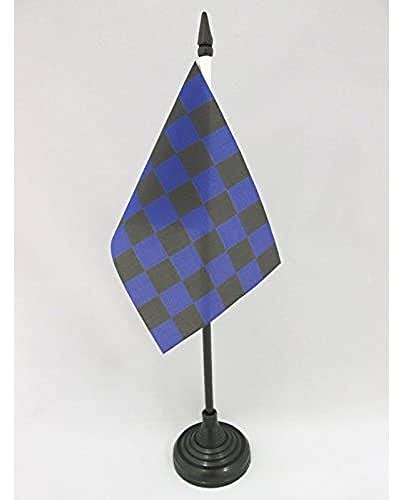 AZ FLAG - Tischflagge Zielflagge Schwarz Und Blau - 15x10 cm - Rennflagge Tischfahne 10 x 15 Cm - Flaggen
