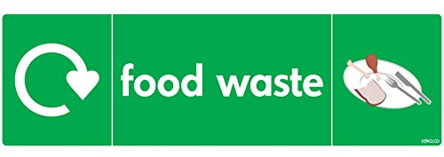 stika.co Set of 2 Food Waste Recycling Signs - Self Adhesive Vinyl Sticker for Good Recycling - Recycle Now Signs, 200 x 60mm - Conforms to BS EN ISO 7010 Standards