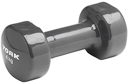 York Fitness Single Vinyl Dipped Dumbbell (Fitbell), Grey, 4 Kg