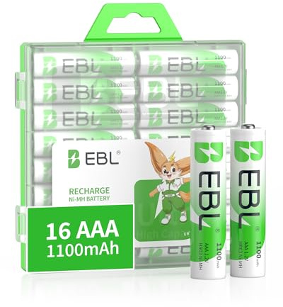 EBL Rechargeable AAA Batteries (16-Counts) Ready2Charge 1100mAh 1.2V Ni-MH Battery