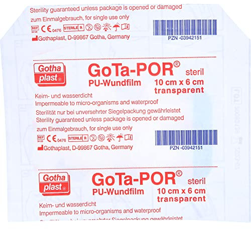 GoTa-POR steril 10 cm x 6 cm transparent PU-Wundfilm, 1 St. Pflaster