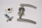 Arched T-Bar Door Handle Lever On Rose - Latch ONLY Pack - Satin Stainless Steel