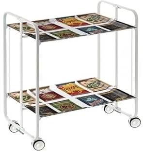 DON HIERRO - Carrito auxiliar con ruedas BAUHAUS armazón metálico color blanco, 2 bandejas-22