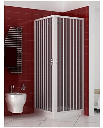 Rollplast BLUN2CONCC28080100 Box Doccia a Soffietto, Dim. 80 x 100 x H 185 cm, in PVC, Lati, Due Ante, con Apertura angolare, Bianco