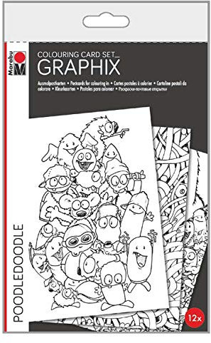 Marabu Graphix 0161200300 - Colouring Card Set, 12-teilig