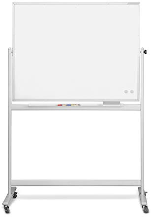 magnetoplan 1241190 Whiteboard mit Fahrgestell, emaillierte Oberfläche, komplett mit Ablageschale für Marker und Zubehör, 2200 x 1200 mm