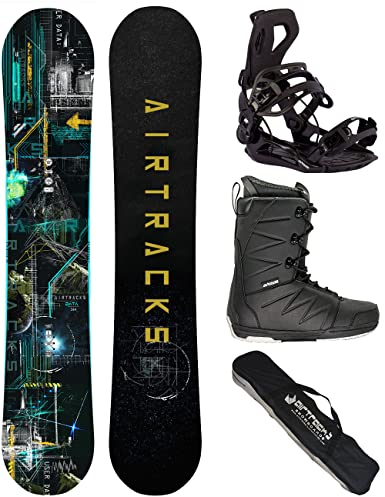 Airtracks Herren Snowboard Set Board Data Wide Freestyle Freeride 160 - Softbindung Master - Softboots Star Black 41 - SB Bag