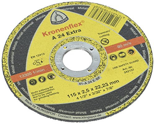 Klingspor 242137 A 24 EX, Trennscheiben für Handmaschinen, Verpackungseinheit 25, 115X2,5X22,23, H, 25