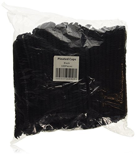 Spray Tan Disposable Pleated Mob Cap for Sun Bed Spray Tan Facial Treatment, Black - Pack of 100