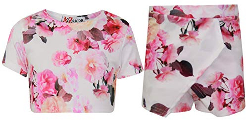 A2Z 4 Kids Girls Skorts Set Trendy Fashion Crop Top Hot Short Pants Outfit Summer Clothing Sets New Age 5-13