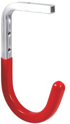 Gedotec Wand-Haken Metall Decken-Haken Garage & Werkstatt für Leiter - Schlauch UVM. | 100 x 165 x 90 mm | Stahl verzinkt | Geräte-Haken rot gummiert | 1 Stück - Gerätehalter für Wand-Montage