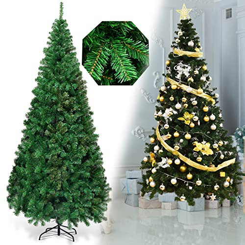 COSTWAY 240cm Künstlicher Weihnachtsbaum, Tannenbaum mit Metallständer, Christbaum PVC Nadeln, Kunstbaum Weihnachten ideal für Zuhause, Büro, Geschäfte und Hotels, Grün