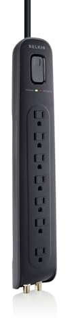 Belkin BV107030-04-BLK 7AC Outlet(s) 1.2m Negro - Regleta (2000 J, 7 Salidas AC, 1,2 m, Negro)