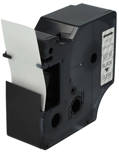 vhbw Schriftband-Kassette kompatibel mit Dymo LabelMaker PC2, PC Etiketten-Drucker 7m x 24mm Schwarz auf Transparent