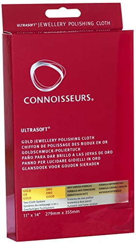 Connoisseurs Gold Putztuch – Schmuckreiniger – Extrem Weiches Poliertuch, Bringt Schmuck zum Glänzen, Entfernt Patina – 100% Baumwolle – 28 x 35cm