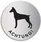 Schild Achtung Dobermann HundewarnschildTürschild aus Edelstahl Ø 75 mm selbstklebend Nr.39299
