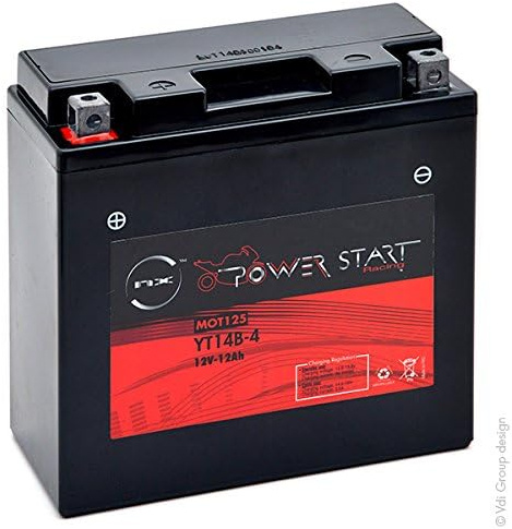 Batterie moto FULBAT FT14B-4 GEL / YT14B-4 Etanche AGM 12V / 12Ah