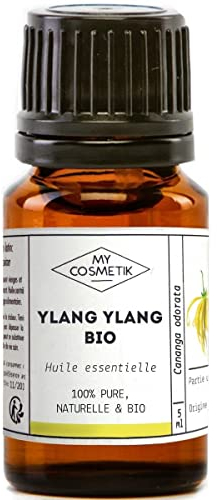 MY COSMETIK - Huile Essentielle d'Ylang Ylang BIO AB - Issue de l'agriculture Biologique - Chémotypées HEBBD/HECT - 100% pure et naturelle - Certifié ECOCERT - Fabriqué en France - 10 ml