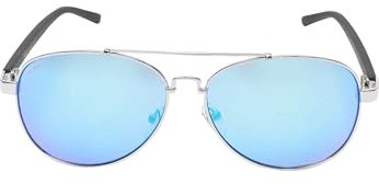 Mstrds Unisex Sunglasses Mumbo Mirror – Verspiegelte Pilotenbrille mit UV400 Schutz, stylische Farbkombis & leichter Rahmen für Sommer & Alltag, Silver/blue, one size