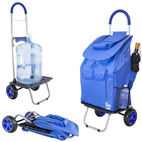 dbest products Größerer Trolley Dolly Zusammenklappbarer Einkaufskorb, blau