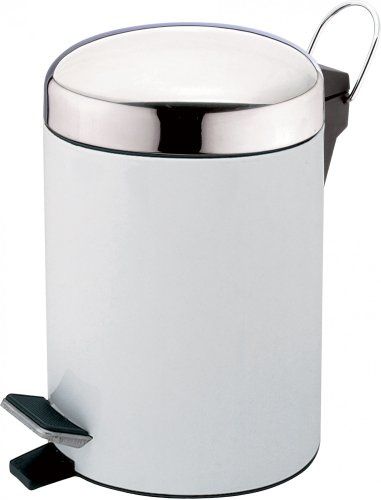 Sanwood 1007305 Treteimer, 3 liter weiß, Metall pulverbeschichtet, Deckel: Edelstahl verchromt, Kunststoffeinsatz