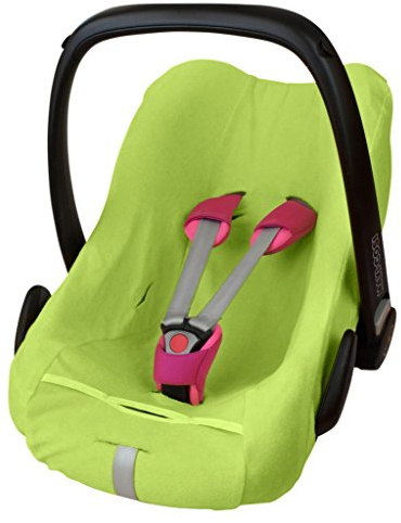 ByBoom - Frottee Sommerbezug, Schonbezug für Babyschale, Autositz, z.B. Maxi Cosi CabrioFix, City, Pebble; Designed in Germany, MADE IN EU, Farbe:Limette
